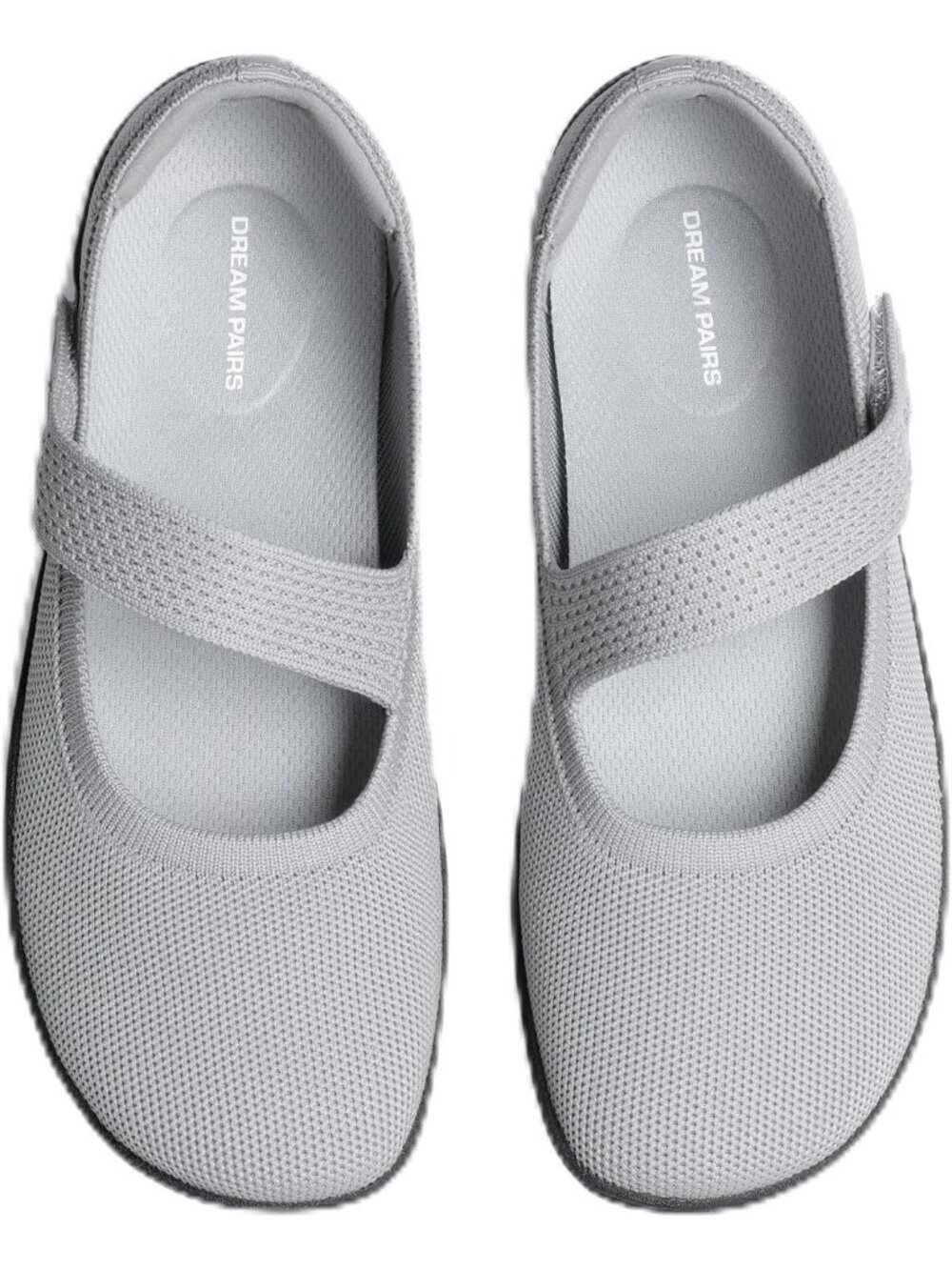 Dream Pairs Women's Grey Mary Jane Wide Toe Ballet Flats Black Knit Shoes